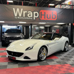 WrapHubNI White Ferrari in showroom